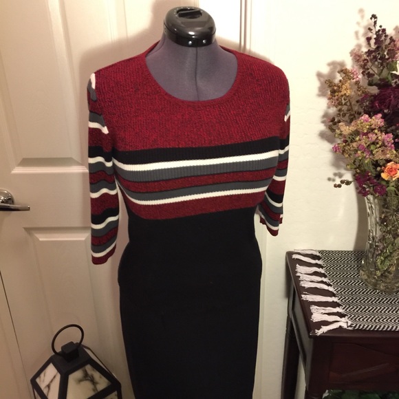 💗Dark red knit top with mid/sleeves SZ-P LG - Picture 8 of 16